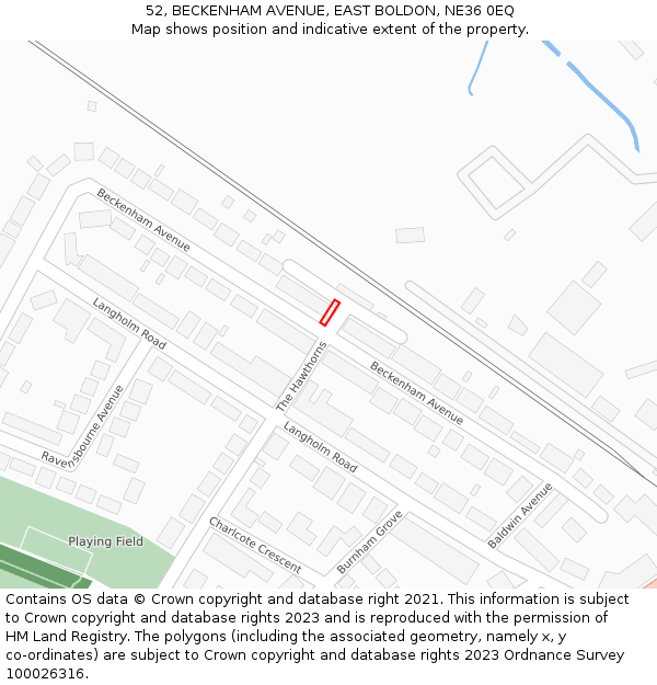52, BECKENHAM AVENUE, EAST BOLDON, NE36 0EQ: Location map and indicative extent of plot
