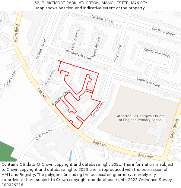 52, BLAKEMORE PARK, ATHERTON, MANCHESTER, M46 0EY: Location map and indicative extent of plot