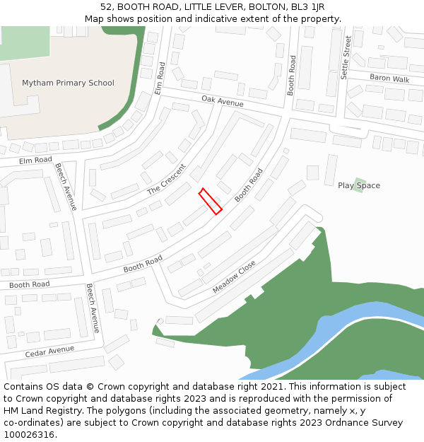 52, BOOTH ROAD, LITTLE LEVER, BOLTON, BL3 1JR: Location map and indicative extent of plot