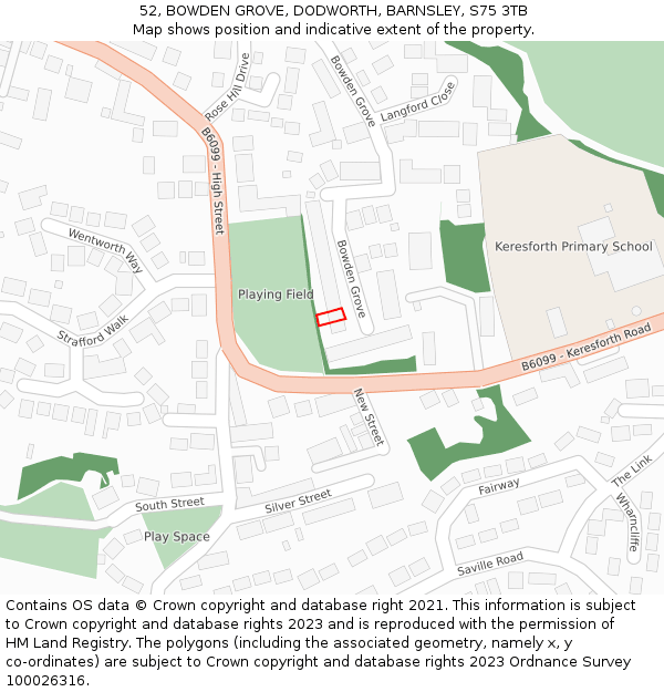 52, BOWDEN GROVE, DODWORTH, BARNSLEY, S75 3TB: Location map and indicative extent of plot