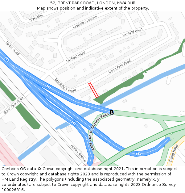 52, BRENT PARK ROAD, LONDON, NW4 3HR: Location map and indicative extent of plot