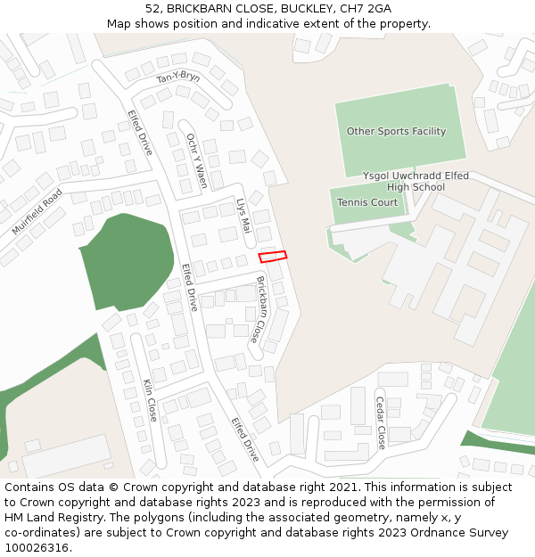 52, BRICKBARN CLOSE, BUCKLEY, CH7 2GA: Location map and indicative extent of plot