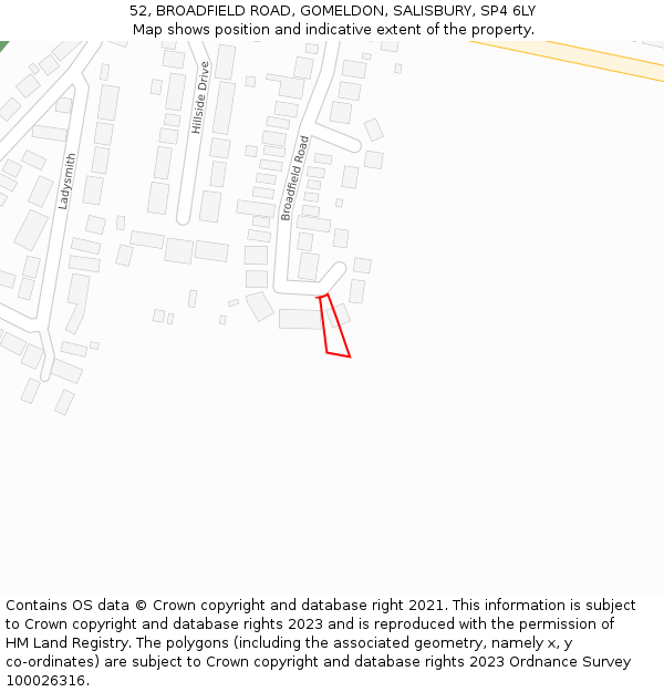 52, BROADFIELD ROAD, GOMELDON, SALISBURY, SP4 6LY: Location map and indicative extent of plot