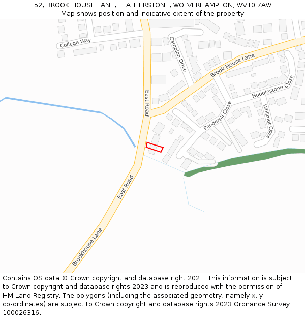 52, BROOK HOUSE LANE, FEATHERSTONE, WOLVERHAMPTON, WV10 7AW: Location map and indicative extent of plot