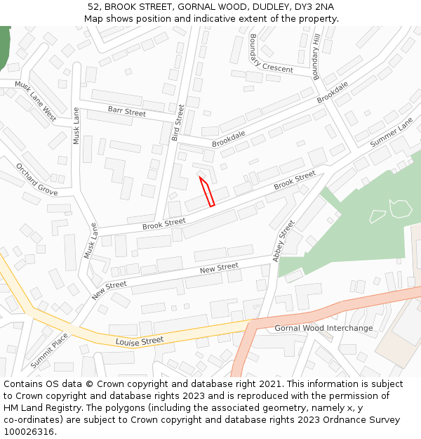 52, BROOK STREET, GORNAL WOOD, DUDLEY, DY3 2NA: Location map and indicative extent of plot