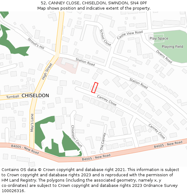52, CANNEY CLOSE, CHISELDON, SWINDON, SN4 0PF: Location map and indicative extent of plot
