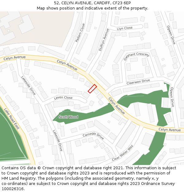 52, CELYN AVENUE, CARDIFF, CF23 6EP: Location map and indicative extent of plot