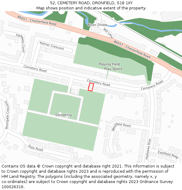 52, CEMETERY ROAD, DRONFIELD, S18 1XY: Location map and indicative extent of plot