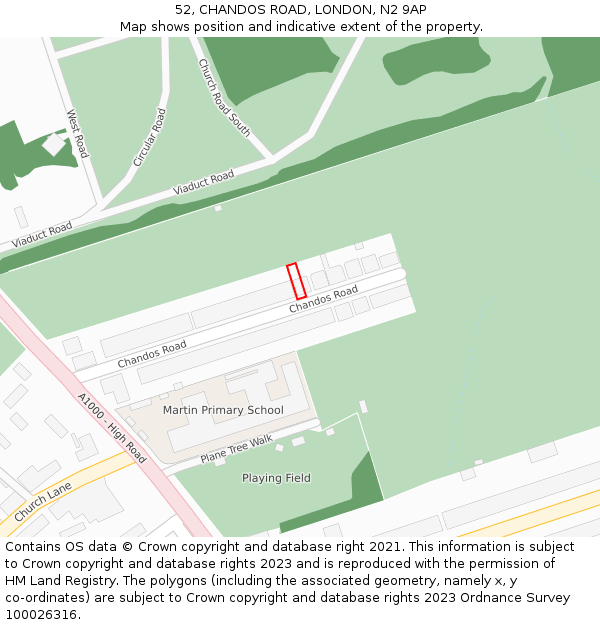 52, CHANDOS ROAD, LONDON, N2 9AP: Location map and indicative extent of plot