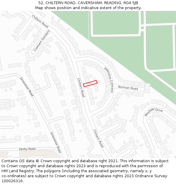 52, CHILTERN ROAD, CAVERSHAM, READING, RG4 5JB: Location map and indicative extent of plot
