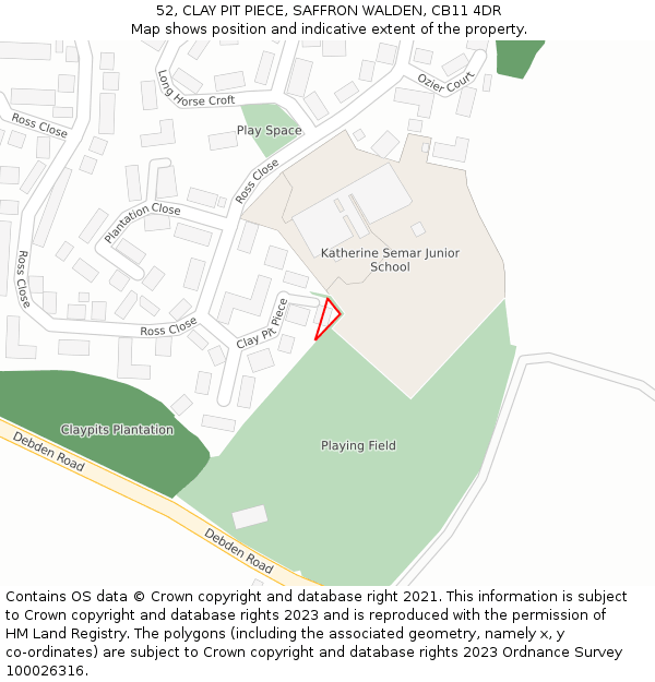 52, CLAY PIT PIECE, SAFFRON WALDEN, CB11 4DR: Location map and indicative extent of plot