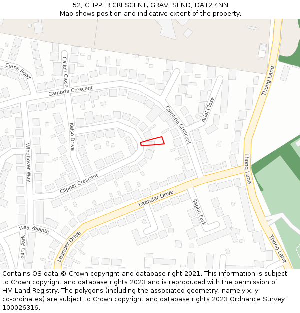 52, CLIPPER CRESCENT, GRAVESEND, DA12 4NN: Location map and indicative extent of plot