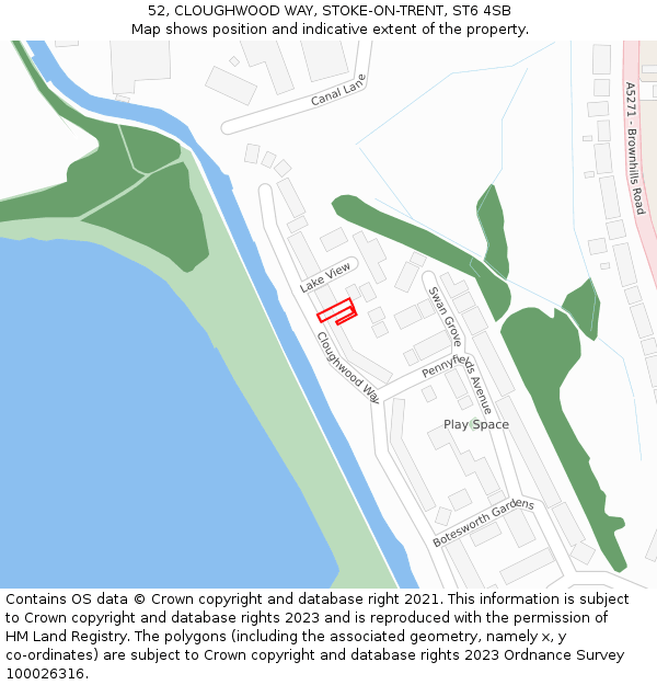 52, CLOUGHWOOD WAY, STOKE-ON-TRENT, ST6 4SB: Location map and indicative extent of plot