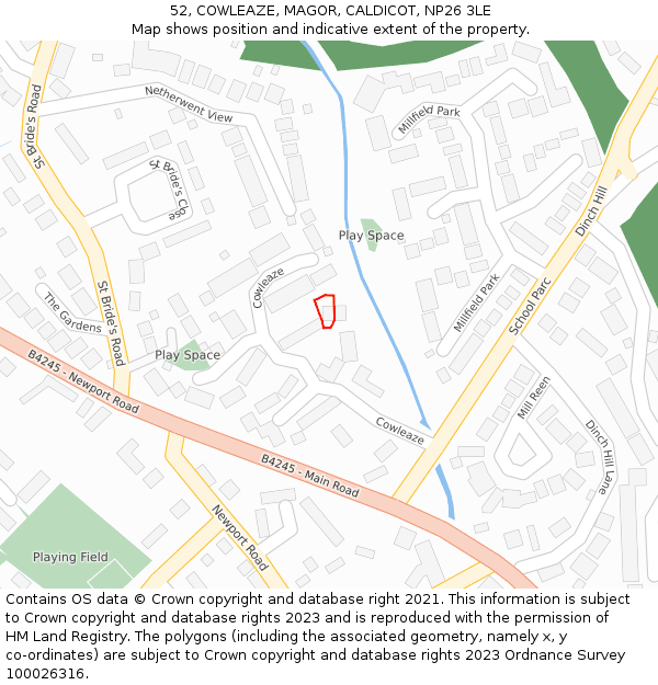 52, COWLEAZE, MAGOR, CALDICOT, NP26 3LE: Location map and indicative extent of plot