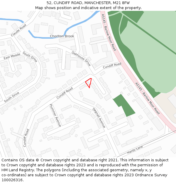 52, CUNDIFF ROAD, MANCHESTER, M21 8FW: Location map and indicative extent of plot