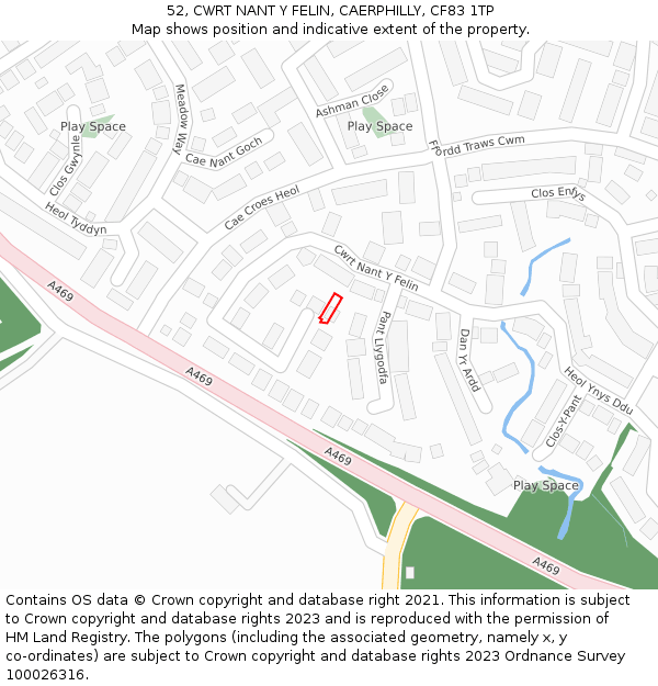 52, CWRT NANT Y FELIN, CAERPHILLY, CF83 1TP: Location map and indicative extent of plot