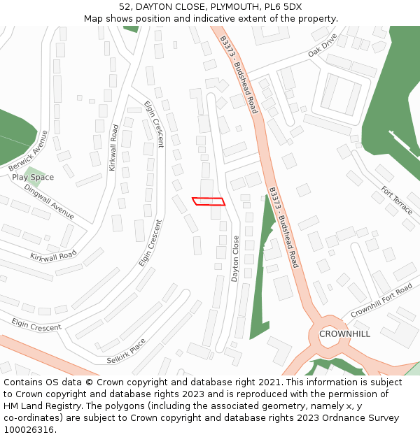 52, DAYTON CLOSE, PLYMOUTH, PL6 5DX: Location map and indicative extent of plot
