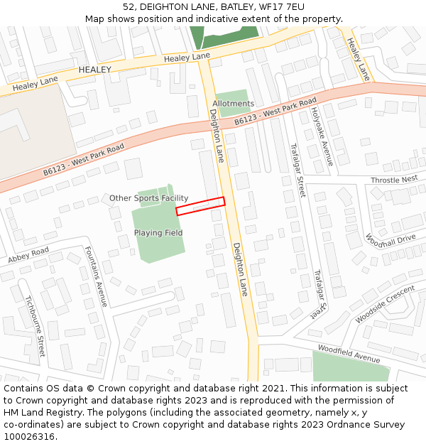 52, DEIGHTON LANE, BATLEY, WF17 7EU: Location map and indicative extent of plot