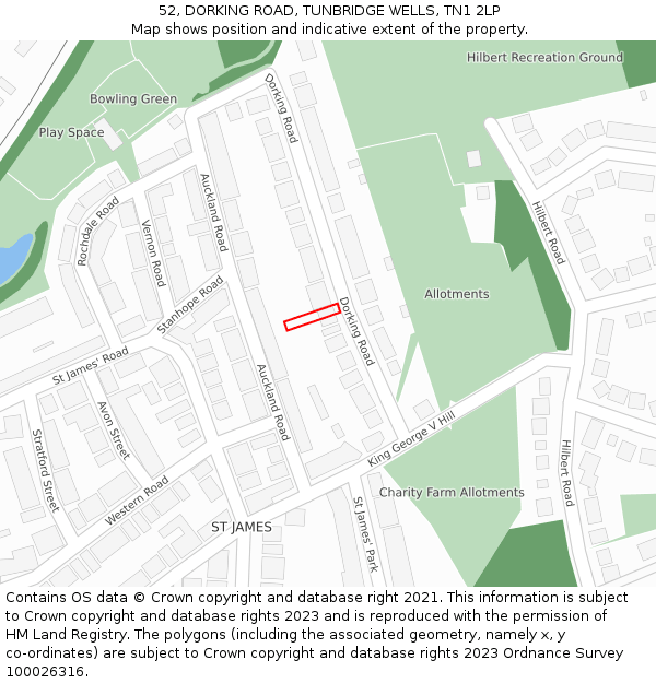 52, DORKING ROAD, TUNBRIDGE WELLS, TN1 2LP: Location map and indicative extent of plot