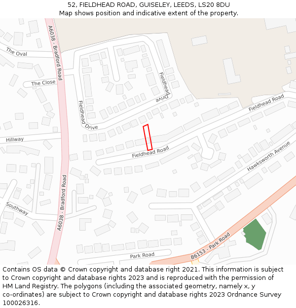 52, FIELDHEAD ROAD, GUISELEY, LEEDS, LS20 8DU: Location map and indicative extent of plot