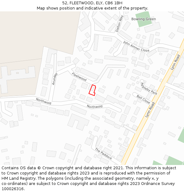 52, FLEETWOOD, ELY, CB6 1BH: Location map and indicative extent of plot