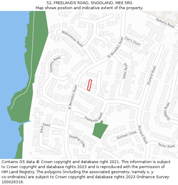 52, FREELANDS ROAD, SNODLAND, ME6 5RG: Location map and indicative extent of plot