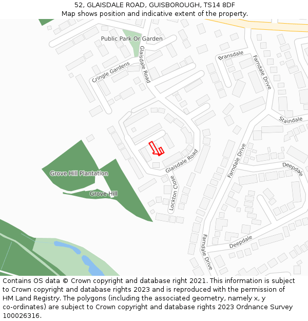 52, GLAISDALE ROAD, GUISBOROUGH, TS14 8DF: Location map and indicative extent of plot