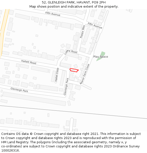 52, GLENLEIGH PARK, HAVANT, PO9 2PH: Location map and indicative extent of plot