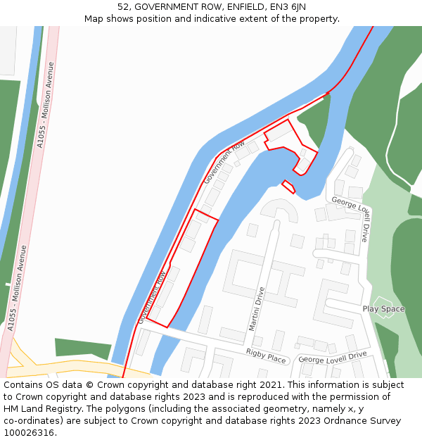 52, GOVERNMENT ROW, ENFIELD, EN3 6JN: Location map and indicative extent of plot