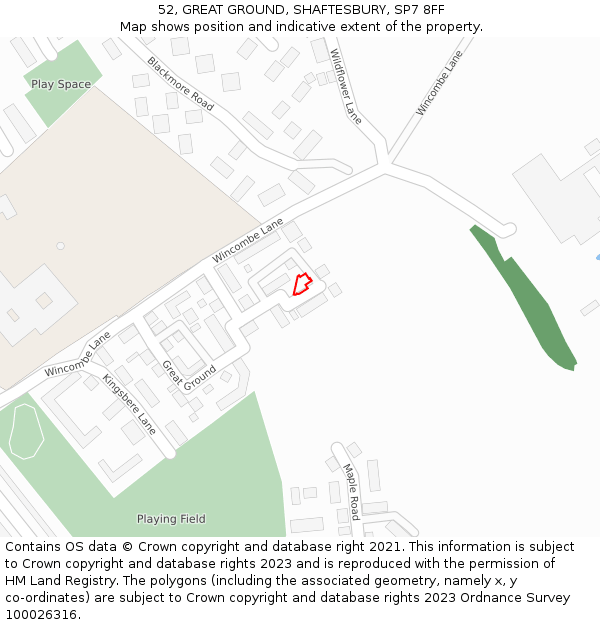 52, GREAT GROUND, SHAFTESBURY, SP7 8FF: Location map and indicative extent of plot