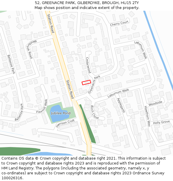 52, GREENACRE PARK, GILBERDYKE, BROUGH, HU15 2TY: Location map and indicative extent of plot