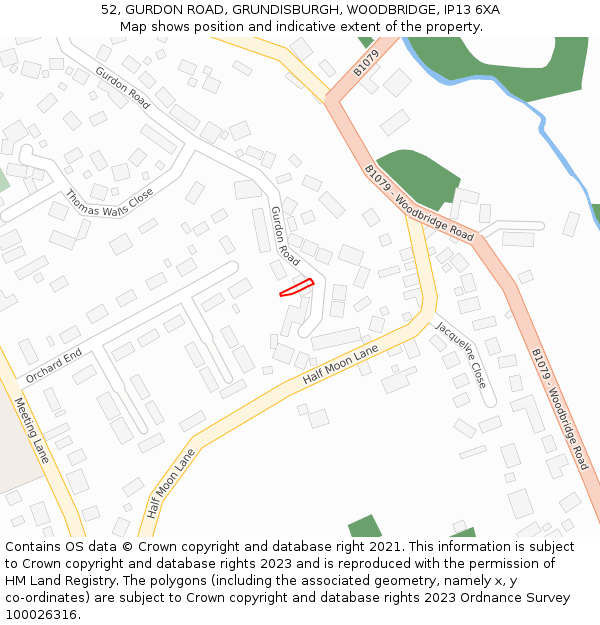 52, GURDON ROAD, GRUNDISBURGH, WOODBRIDGE, IP13 6XA: Location map and indicative extent of plot