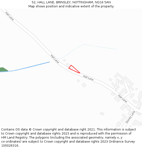 52, HALL LANE, BRINSLEY, NOTTINGHAM, NG16 5AN: Location map and indicative extent of plot