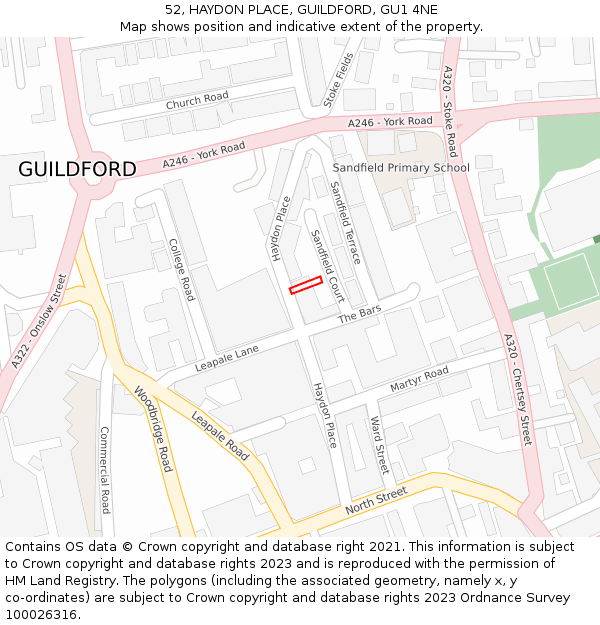 52, HAYDON PLACE, GUILDFORD, GU1 4NE: Location map and indicative extent of plot
