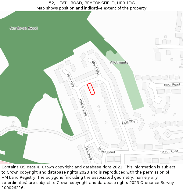 52, HEATH ROAD, BEACONSFIELD, HP9 1DG: Location map and indicative extent of plot