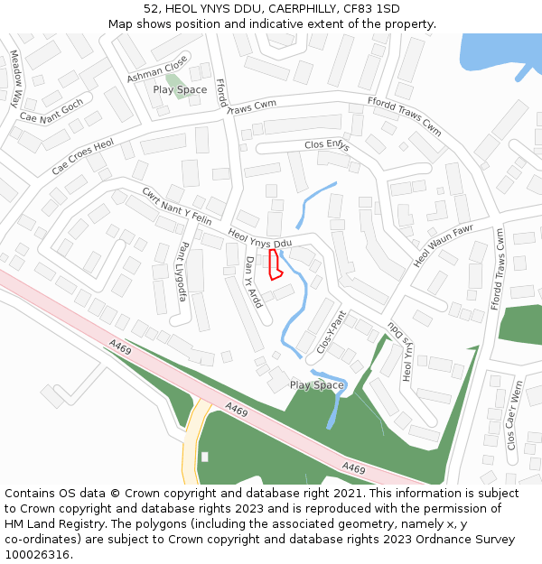 52, HEOL YNYS DDU, CAERPHILLY, CF83 1SD: Location map and indicative extent of plot