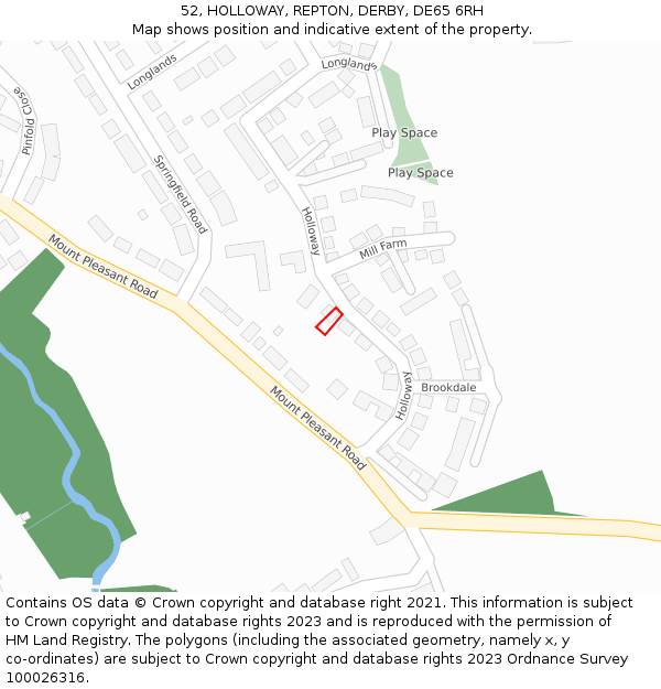 52, HOLLOWAY, REPTON, DERBY, DE65 6RH: Location map and indicative extent of plot