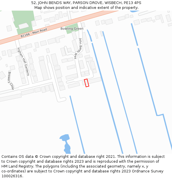 52, JOHN BENDS WAY, PARSON DROVE, WISBECH, PE13 4PS: Location map and indicative extent of plot