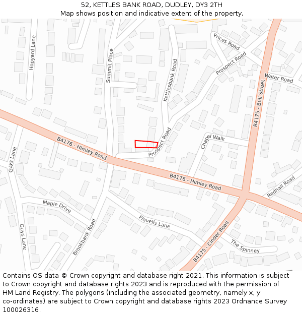 52, KETTLES BANK ROAD, DUDLEY, DY3 2TH: Location map and indicative extent of plot