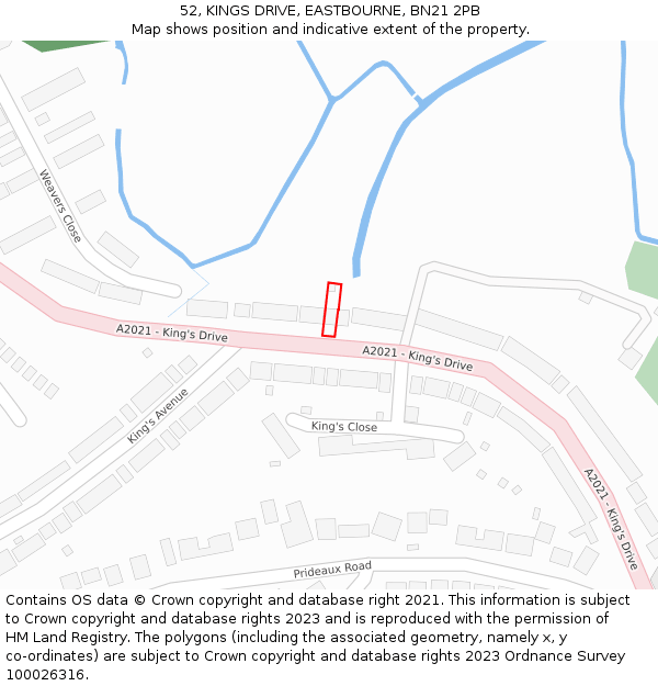 52, KINGS DRIVE, EASTBOURNE, BN21 2PB: Location map and indicative extent of plot