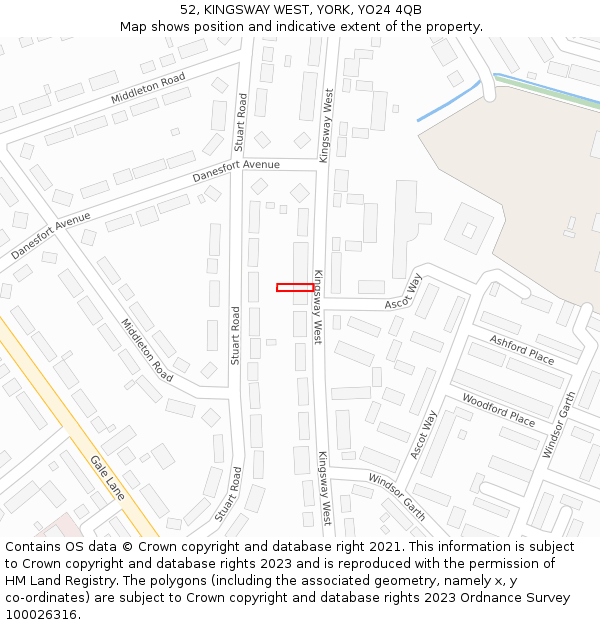 52, KINGSWAY WEST, YORK, YO24 4QB: Location map and indicative extent of plot