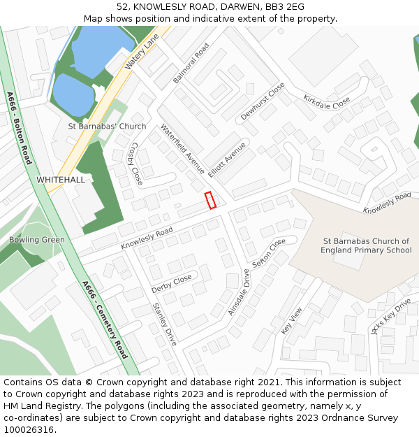 52, KNOWLESLY ROAD, DARWEN, BB3 2EG: Location map and indicative extent of plot