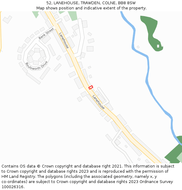 52, LANEHOUSE, TRAWDEN, COLNE, BB8 8SW: Location map and indicative extent of plot