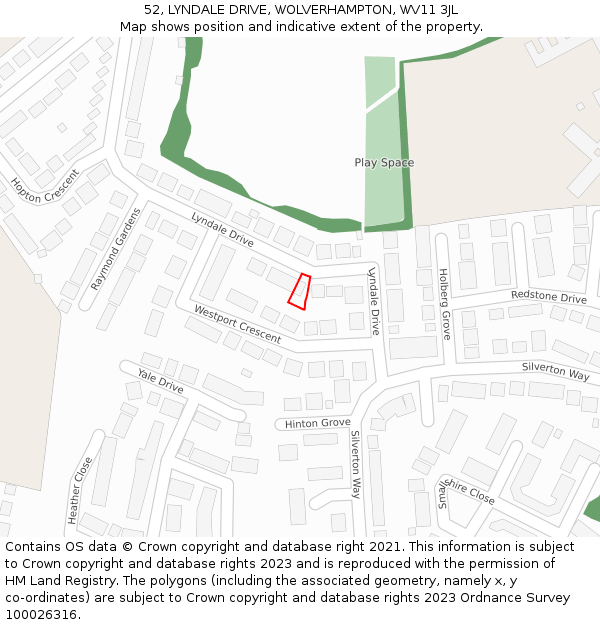 52, LYNDALE DRIVE, WOLVERHAMPTON, WV11 3JL: Location map and indicative extent of plot