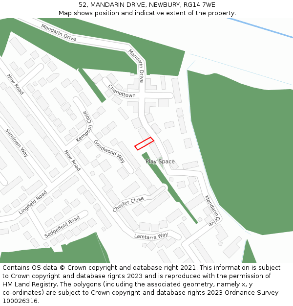 52, MANDARIN DRIVE, NEWBURY, RG14 7WE: Location map and indicative extent of plot