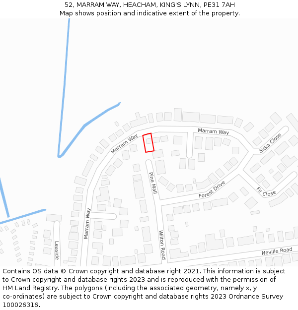 52, MARRAM WAY, HEACHAM, KING'S LYNN, PE31 7AH: Location map and indicative extent of plot