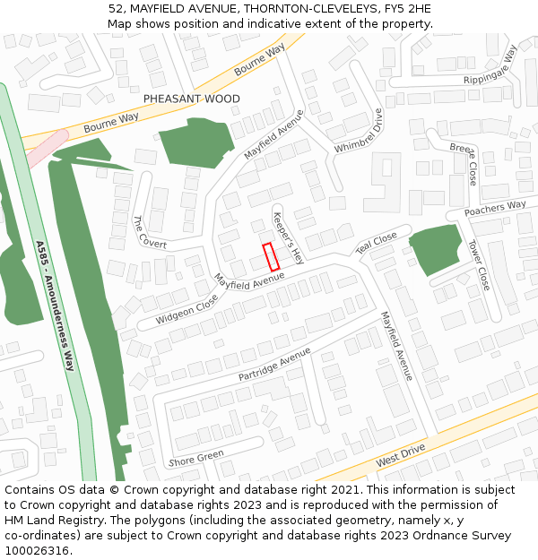 52, MAYFIELD AVENUE, THORNTON-CLEVELEYS, FY5 2HE: Location map and indicative extent of plot