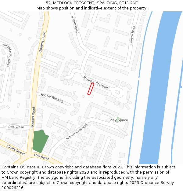 52, MEDLOCK CRESCENT, SPALDING, PE11 2NF: Location map and indicative extent of plot