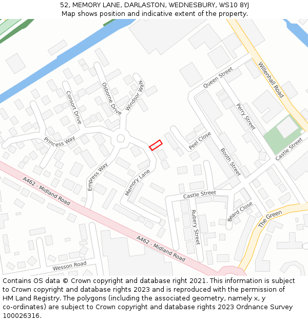 52, MEMORY LANE, DARLASTON, WEDNESBURY, WS10 8YJ: Location map and indicative extent of plot