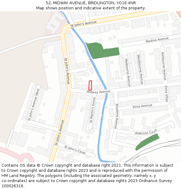 52, MIDWAY AVENUE, BRIDLINGTON, YO16 4NR: Location map and indicative extent of plot